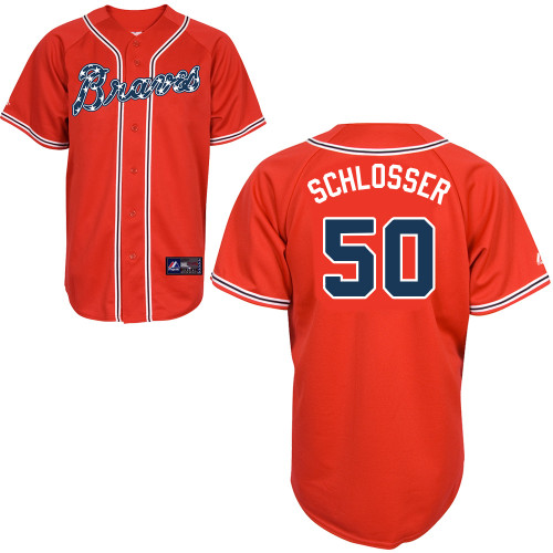 Gus Schlosser #50 mlb Jersey-Atlanta Braves Women's Authentic 2014 Red Baseball Jersey